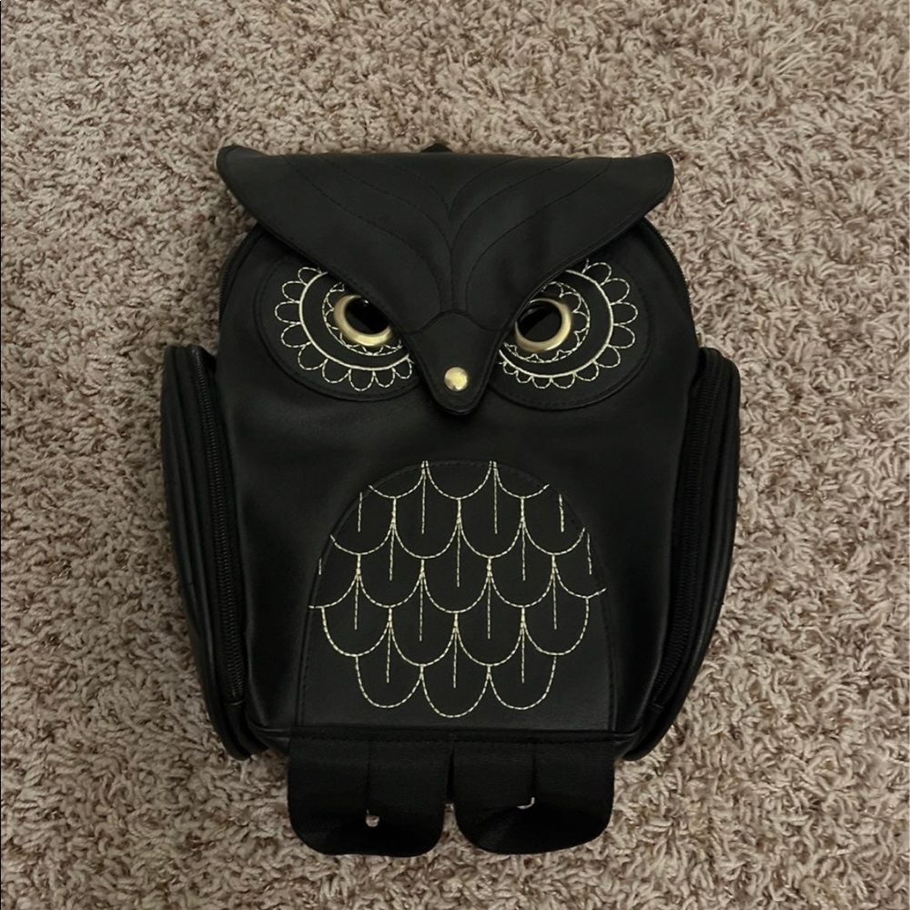 Faux Leather Owl Backpack